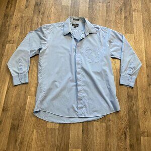Stacy Adams Men's Size 16.5 Light Blue Long Sleeve Button Down Shirt *stained*